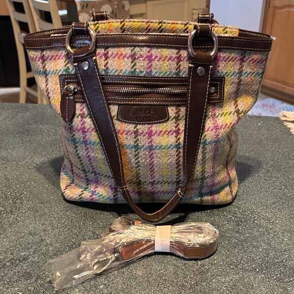 COACH Vintage Wool Tattersall Tweed PENELOPE crossbody Shoulder Purse Handbag - Picture 1 of 14